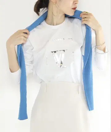 VERMEIL par iena 하이 게이지 천축 로고 박 프린트 TEE