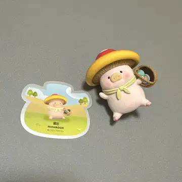 lulu 아기 돼지 피규어 매쉬룸 버섯
