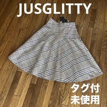 JUSGLITTY 택 포함 미사용 스커트 체크 고급