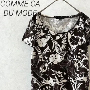 COMME CA DU MODE 티셔츠 반팔 꽃무늬 셔링 얇은 소재