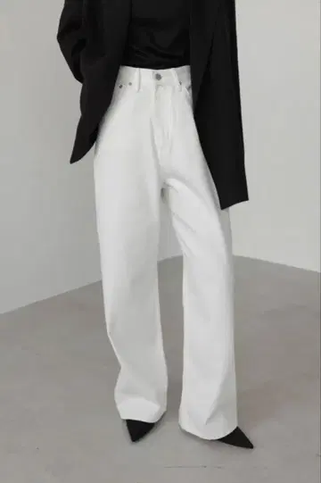 na.e 와이드 루즈 jeans 화이트 L 롱 기장