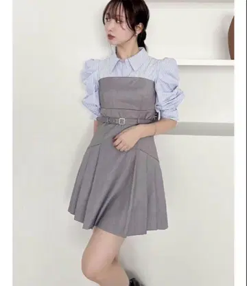 dazzlin 다즐린 레이어드 셔츠 미니 원피스