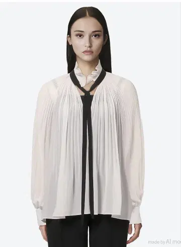 류느 플리츠 블라우스 미사용 새상품 베르메이유 페예나