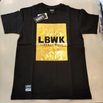 LBWK 골드 프린트 티셔츠 S 사이즈 블랙