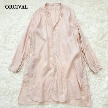 ORCIVAL 린넨 셔츠 원피스 L~XL 상당 루즈한 실루엣 핑크