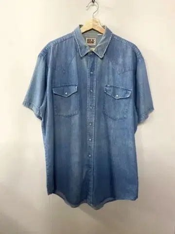 빈티지 Ely Cattleman 엘리 캐틀맨 반팔 셔츠 데님 XL