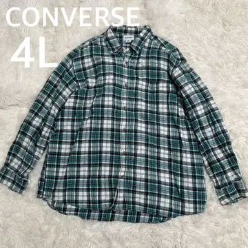 CONVERSE 컨버스 오버 사이즈 4L 플란넬 셔츠 그린
