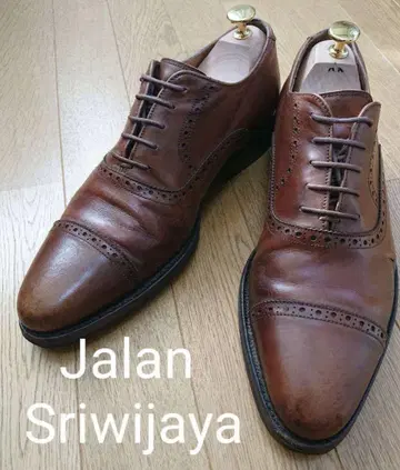 Jalan Sriwijaya 브라운 가죽 가죽 신발