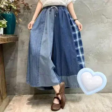 데님 패치워크 와이드 팬츠