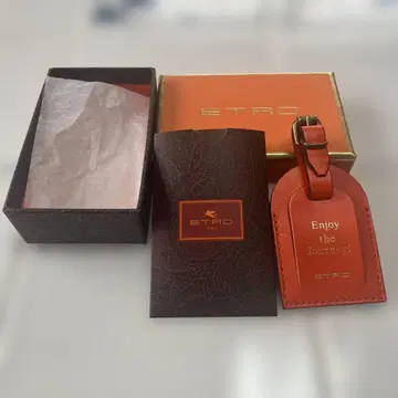 ETRO 오렌지 가죽 택 백참 러기지 택 미사용 자택 보관품