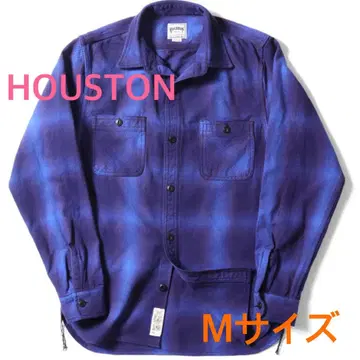 HOUSTON 휴스턴 옴브레 체크 비에라 셔츠 네이비 M 사이즈