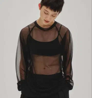시어 라글란 롱 티셔츠 블랙