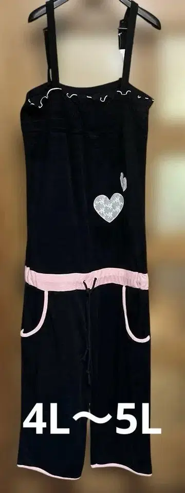 새상품 블랙 올인원 하트 자수 타월 원단 4L~5L 빅 사이즈