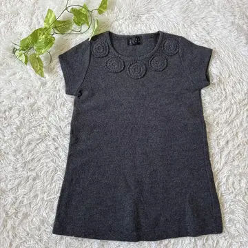 [ GIPSY BLUE ] 반팔 스웨터 (F) 그레이 귀여운 페미닌