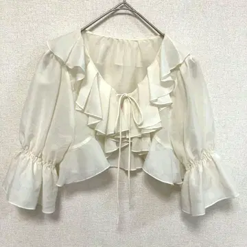 SNIDEL 오분 소매 볼레로 프릴 리본 아이보리