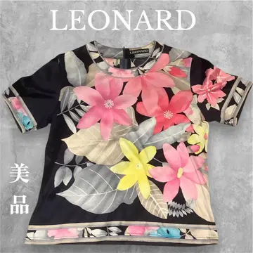 LEONARD 플라워 프린트 반팔 티셔츠 티셔츠 새상품급