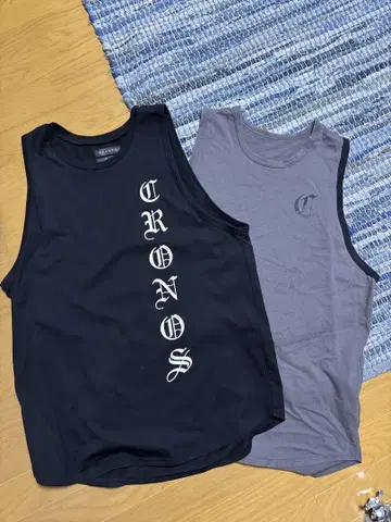 CRONOS 탱크탑 2매 세트 블랙 그레이