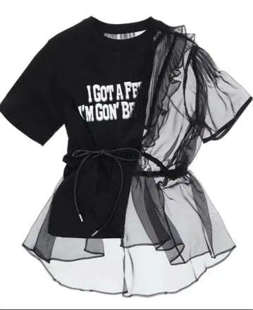 sacai 사카이 쉬폰 시스루 도킹 티셔츠