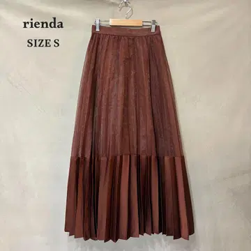 rienda 리엔다 MIX 재료 플리츠 스커트 브라운 S