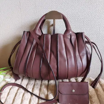 LUPO 다크 브라운 가죽 플리츠 2way 숄더 파우치 포함