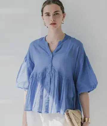 새상품급 코카 소매 볼륨 티어드 블라우스