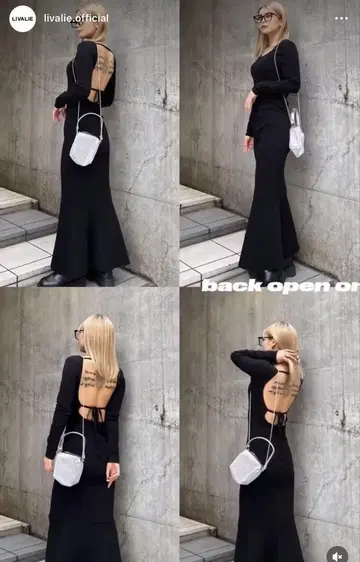 LIVALIE 백 오픈 롱 원피스