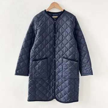 LAVENHAM 퀼팅 코트 노카라 네이비 40