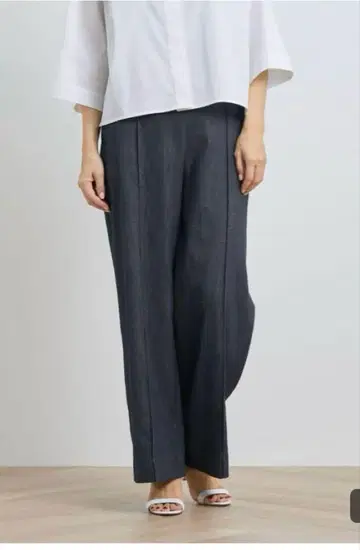 yori 마린 데님풍 와이드 팬츠 인디고 36
