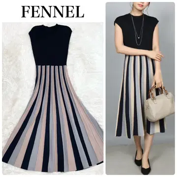 FENNEL 스트라이프 니트 원피스 프렌치 슬리브