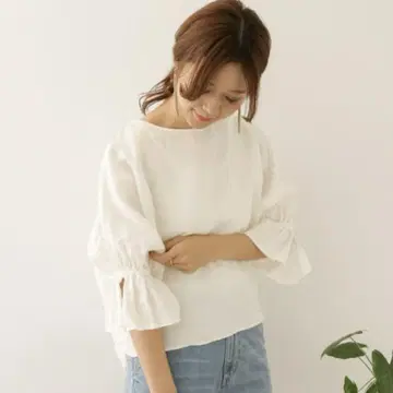 어반 리서치 도어스 린넨 블라우스 캔디 슬리브