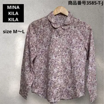 MINA KILA KILA 꽃무늬 둥근 카라 셔츠 사이즈 M~L 일본제