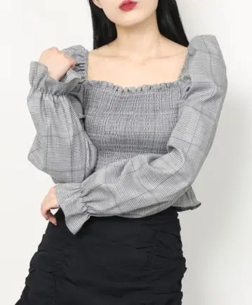 WC 체크 셔링 상의 블랙