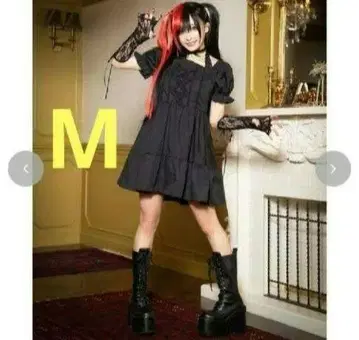 M 사이즈 블랙 검정 아베일 원피스 암커버 시이나 히카리 지뢰계