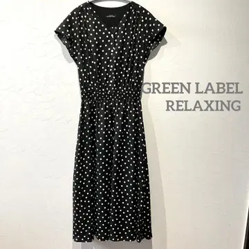 GREENLABELRELAXING 도트 무늬 롱 원피스 플레어 도트