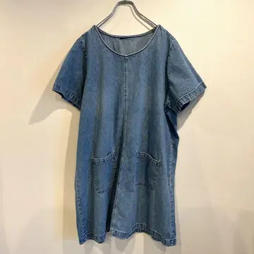 빈티지 데님 A 라인 원피스 반팔