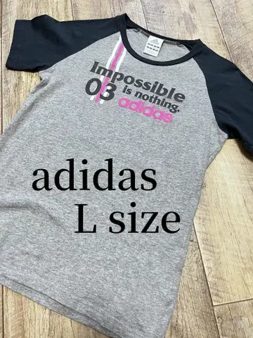 adidas 아디다스 핑크 문자 티셔츠 귀여운 L 사이즈 24A228