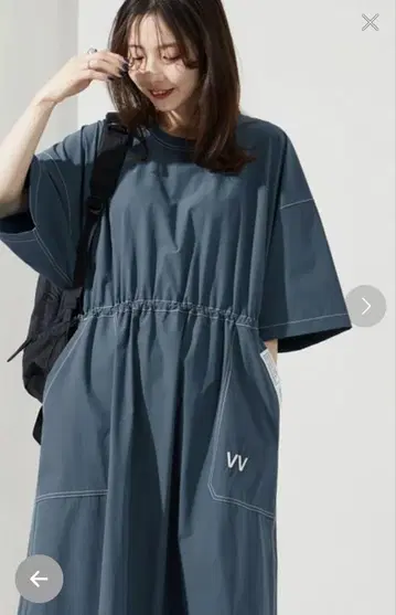 한정판 VAUDEVILLE VV 포켓 반팔 롱 원피스