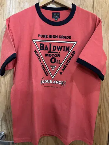 리얼 맥코이즈 제작 Baldwin 프린트 티셔츠 사이즈 40 오렌지