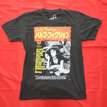 Pulp Fiction 프린트 티셔츠 블랙 L 사이즈 구제 의류