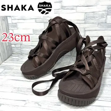 새상품급 SHAKA 플랫폼 샌들 레이스업 브라운 23cm
