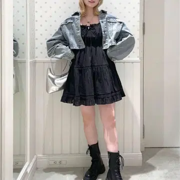 Heather 레이스 티어드 캐미 미니 원피스