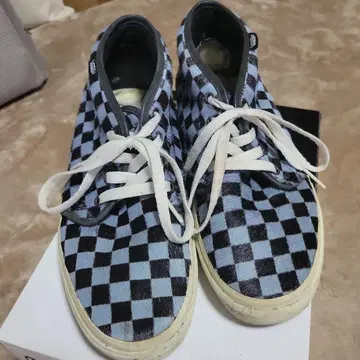 VANS 체크 무늬 스니커즈 파랑/블랙 송치