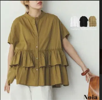 새상품급 Noia 핀턱 개더 블라우스 블랙