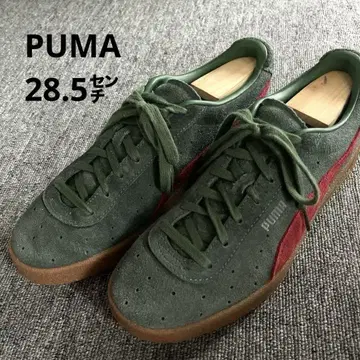 Puma 스웨이드 캐주얼 스니커즈 그린/레드 로우 컷