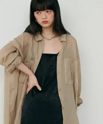 택 포함 미사용 새상품 LARUTA 시어 사파리 포켓 셔츠 카멜