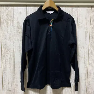 LEONARD SPORTS 로고 자수 긴팔 피케 셔츠 블랙