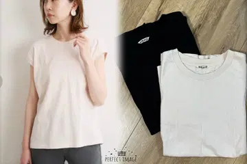 AURALEE 심리스 슬리브리스 크루넥 티셔츠 베이 크루즈