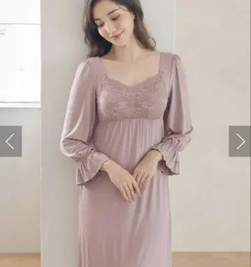 투 해치 나이트 브라 원피스 긴팔 맥시 길이 스모크 핑크 70M