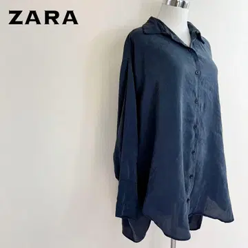 ZARA 자라 오버사이즈 새틴 셔츠 (네이비 계열)