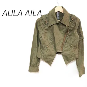 AULA AILA 올리브 그린 밀리터리 자켓 지퍼 포켓